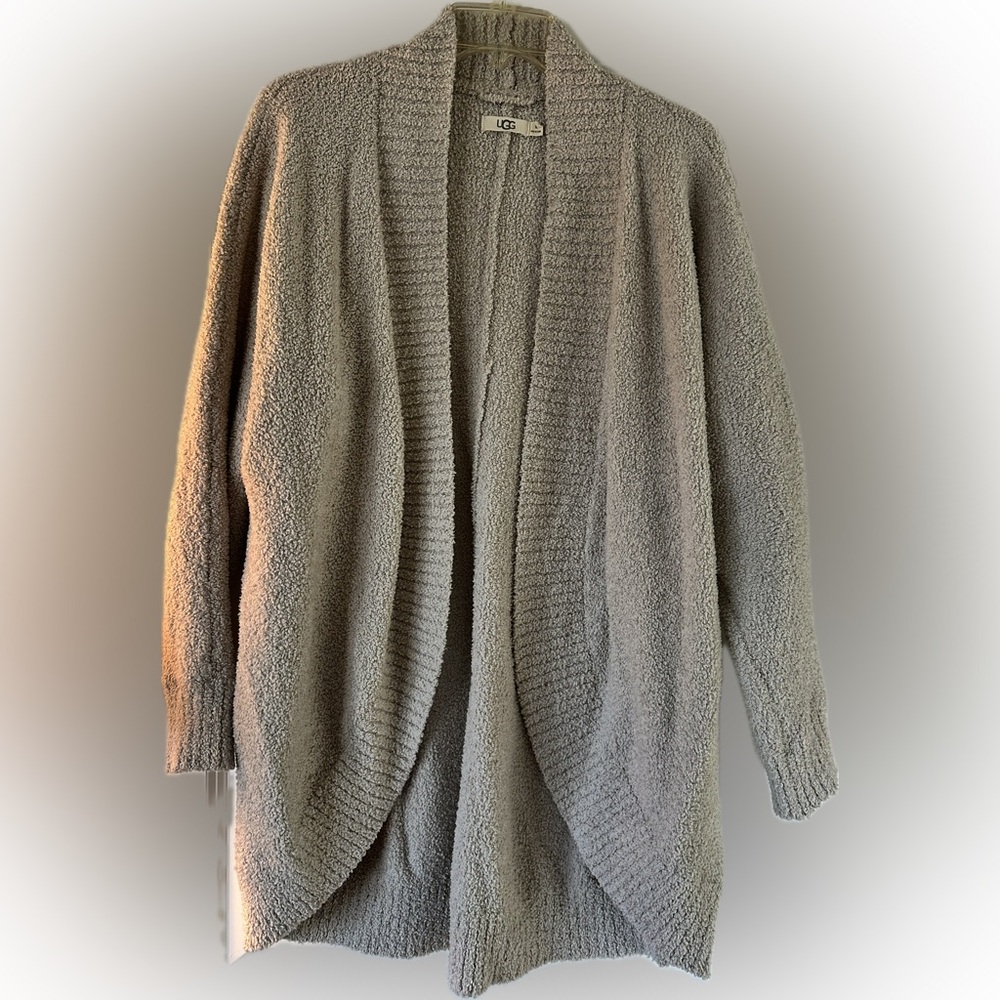 UGG Soft Cream/Tan Open-Front Cardigan